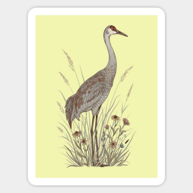 Vintage Sandhill Crane Nature Art Magnet by BirdsnStuff