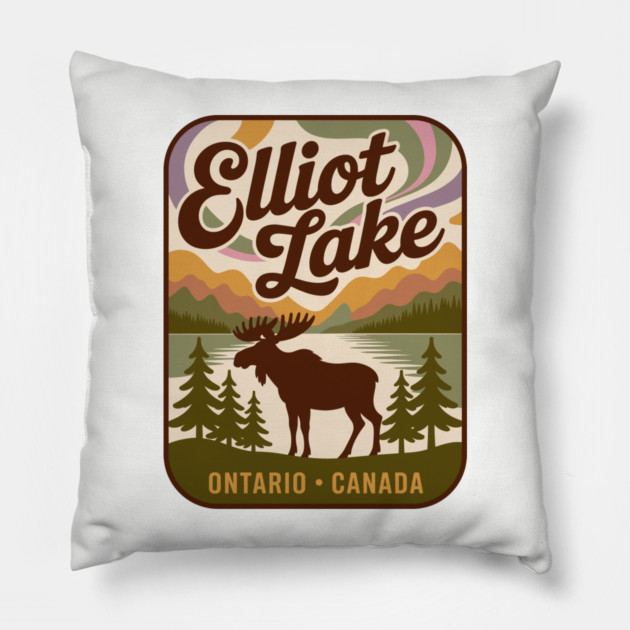 Elliot Lake – Vintage Forest Patch Sunset Art Pillow by JessArty