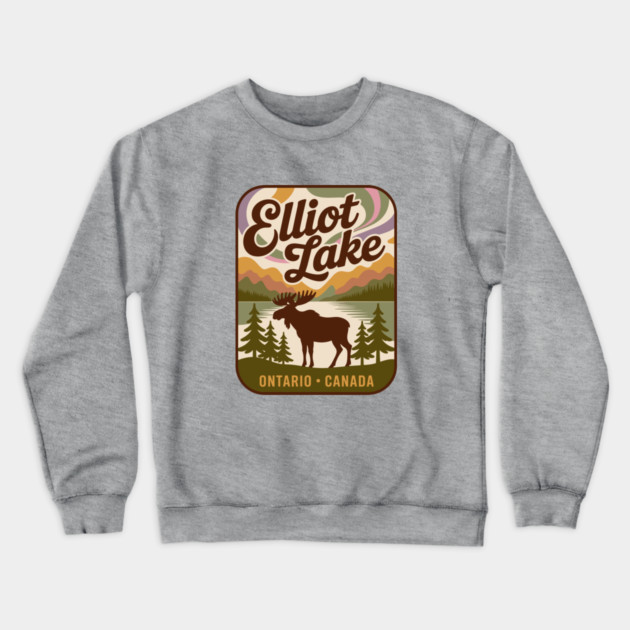 Elliot Lake – Vintage Forest Patch Sunset Art Crewneck Sweatshirt by JessArty