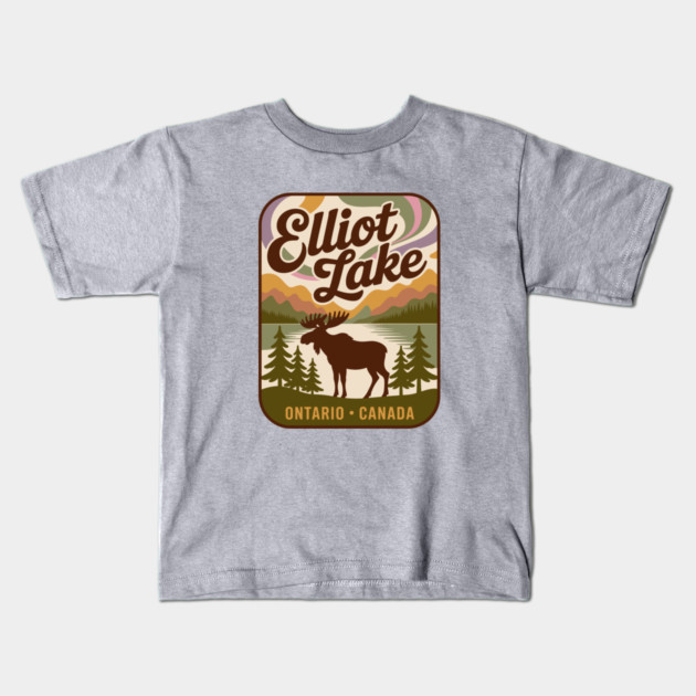 Elliot Lake – Vintage Forest Patch Sunset Art Kids T-Shirt by JessArty