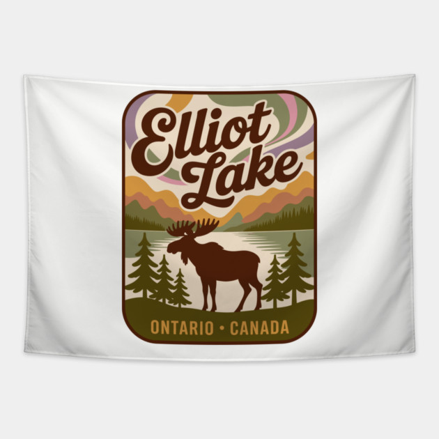 Elliot Lake – Vintage Forest Patch Sunset Art Tapestry by JessArty