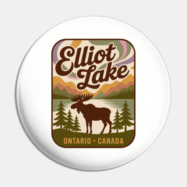 Elliot Lake – Vintage Forest Patch Sunset Art Pin by JessArty