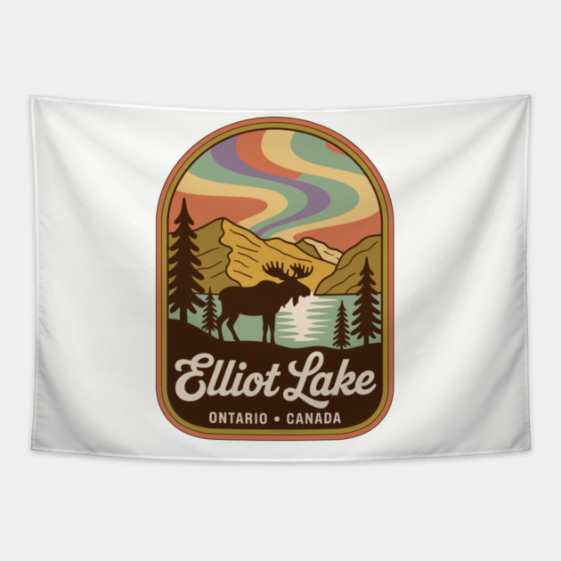 Elliot Lake – Vintage Arch Landscape Canada Art Tapestry by JessArty