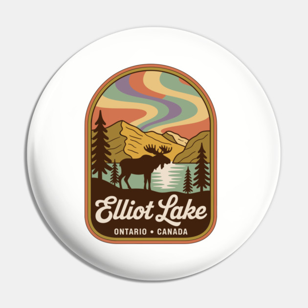 Elliot Lake – Vintage Arch Landscape Canada Art Pin by JessArty