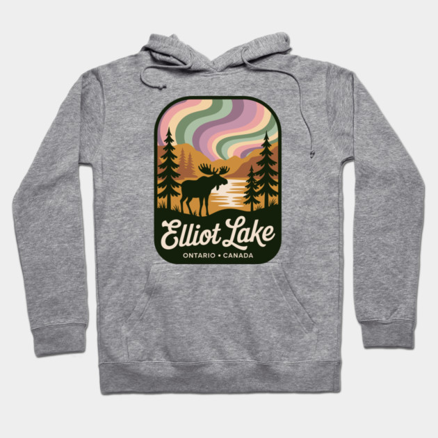 Elliot Lake – Retro Wilderness Moose Illustration Hoodie by JessArty