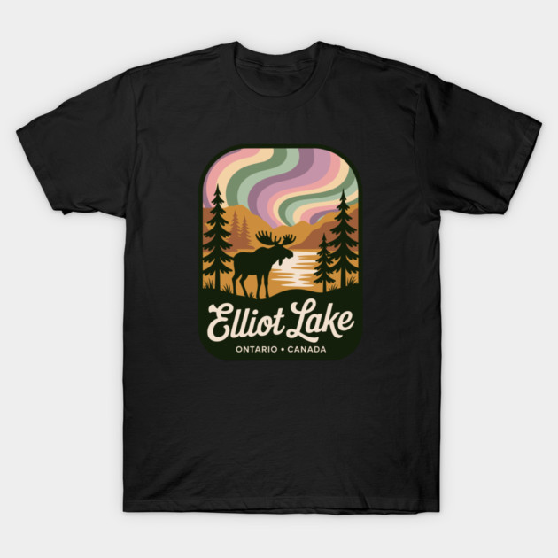 Elliot Lake – Retro Wilderness Moose Illustration T-Shirt by JessArty