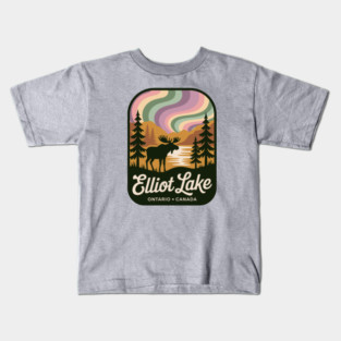 Elliot Lake – Retro Wilderness Moose Illustration Kids T-Shirt