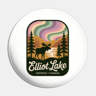 Elliot Lake – Retro Wilderness Moose Illustration Pin