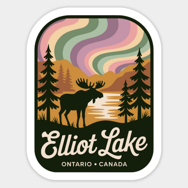 Elliot Lake – Retro Wilderness Moose Illustration Magnet by JessArty