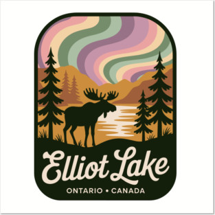 Elliot Lake – Retro Wilderness Moose Illustration Posters and Art