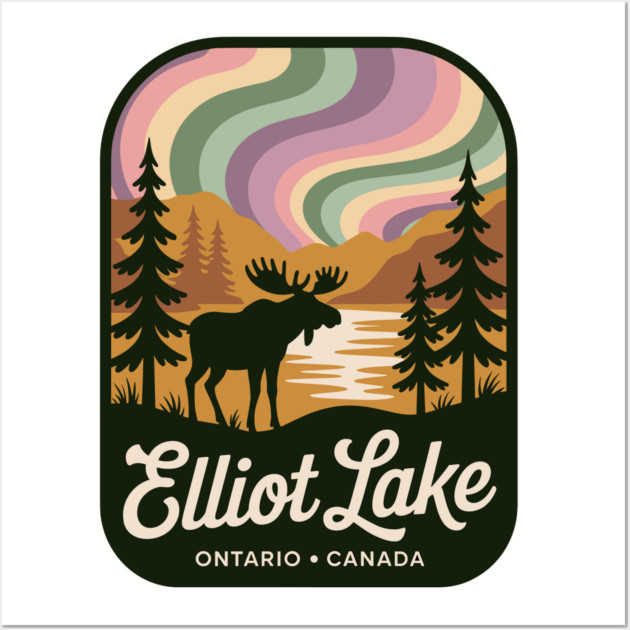 Elliot Lake – Retro Wilderness Moose Illustration Wall Art by JessArty