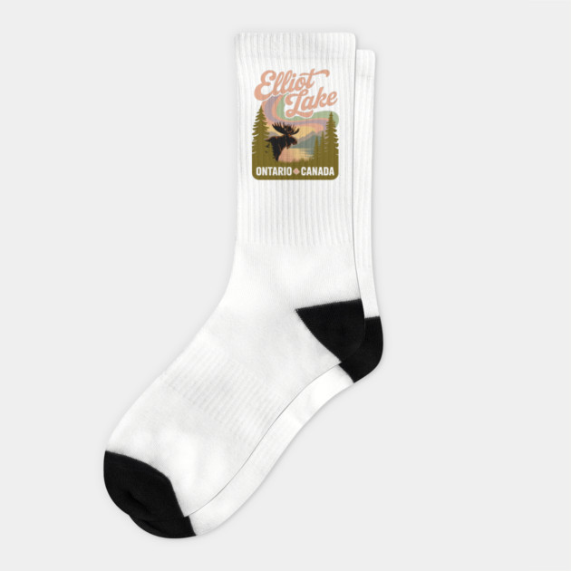 Elliot Lake – Soft Retro Canada Forest Illustration Socks by JessArty