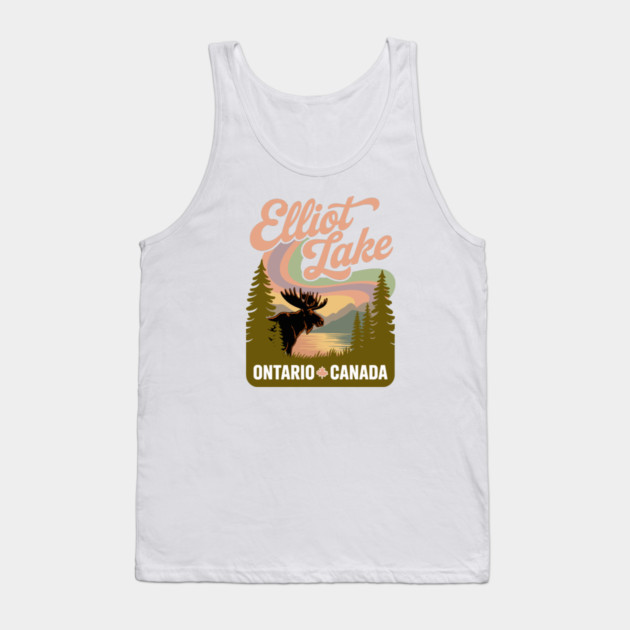 Elliot Lake – Soft Retro Canada Forest Illustration Tank Top by JessArty