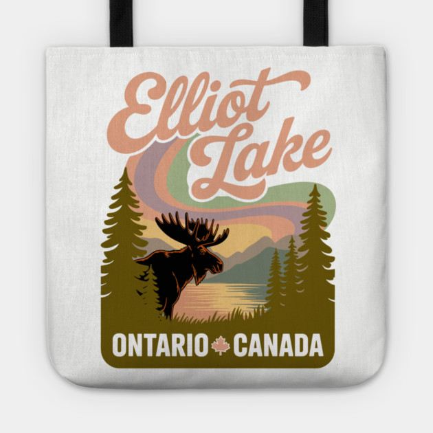 Elliot Lake – Soft Retro Canada Forest Illustration Tote by JessArty