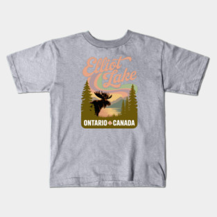 Elliot Lake – Soft Retro Canada Forest Illustration Kids T-Shirt