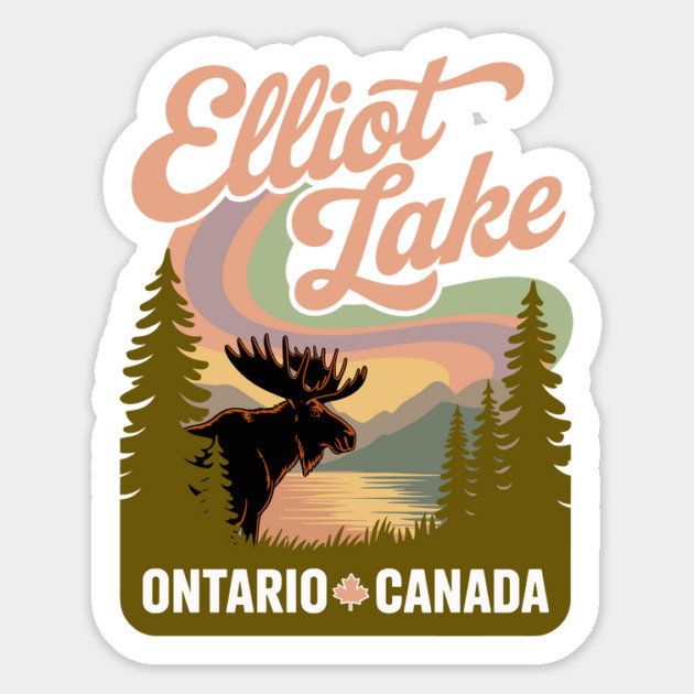 Elliot Lake – Soft Retro Canada Forest Illustration Magnet by JessArty