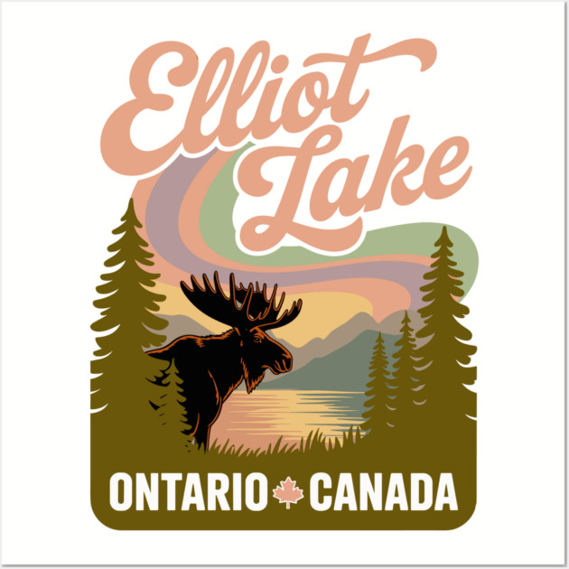 Elliot Lake – Soft Retro Canada Forest Illustration Wall Art by JessArty
