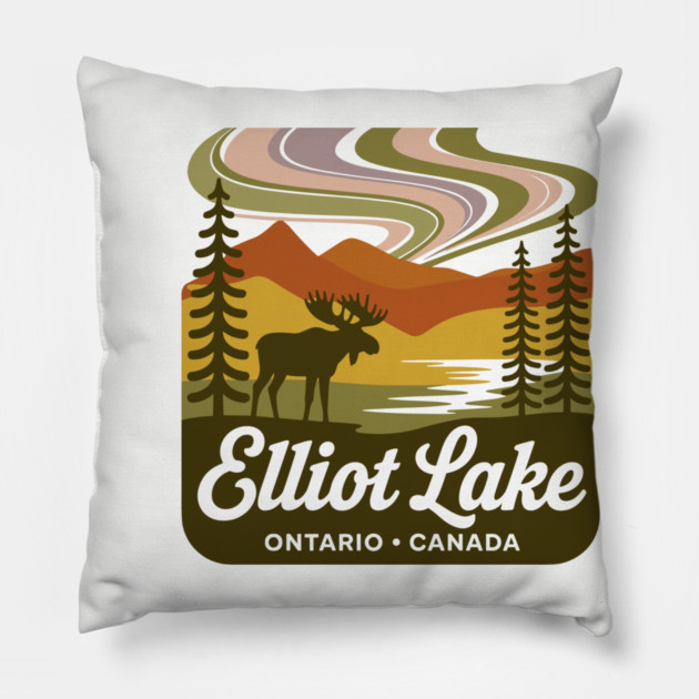 Elliot Lake – Retro Forest Sunset Wilderness Art Pillow by JessArty