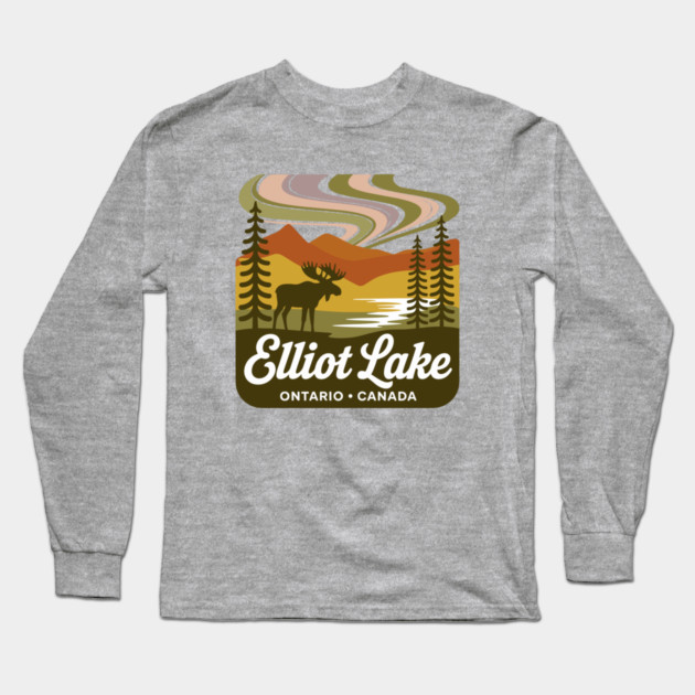 Elliot Lake – Retro Forest Sunset Wilderness Art Long Sleeve T-Shirt by JessArty