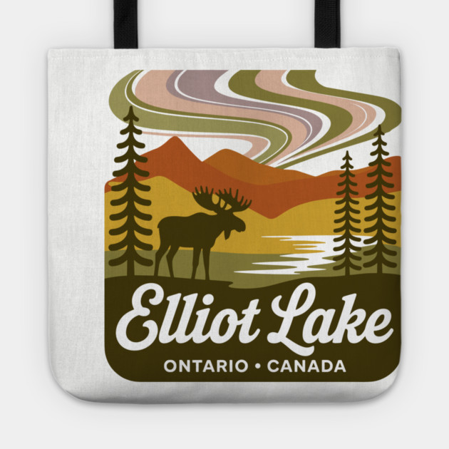 Elliot Lake – Retro Forest Sunset Wilderness Art Tote by JessArty