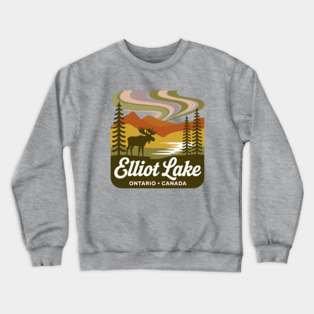 Elliot Lake – Retro Forest Sunset Wilderness Art Crewneck Sweatshirt by JessArty