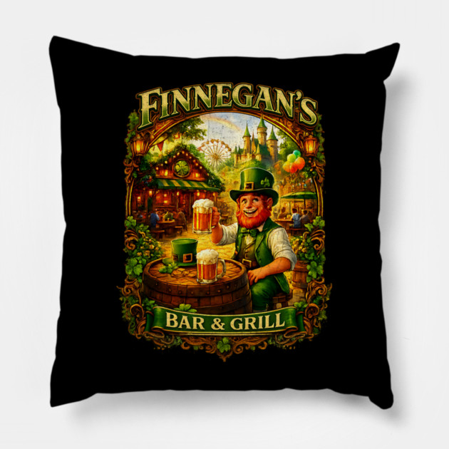 Finnegan's Bar and Grill Theme Park Pub Irish Influence Pillow by Joaddo
