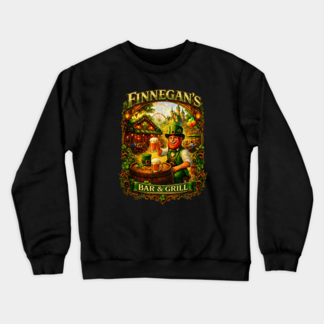 Finnegan's Bar and Grill Theme Park Pub Irish Influence Crewneck Sweatshirt by Joaddo