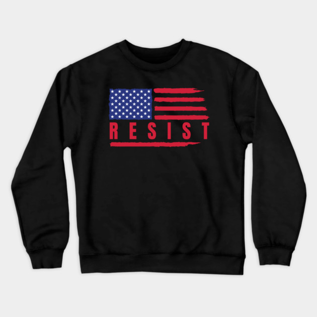 Resist American Flag Crewneck Sweatshirt by Creatifly Graphic Tees