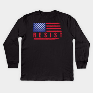 Resist American Flag Kids Long Sleeve T-Shirt