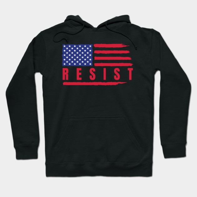 Resist American Flag Hoodie by Creatifly Graphic Tees