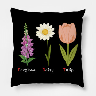 Foxglove Daisy Tulip Pillow