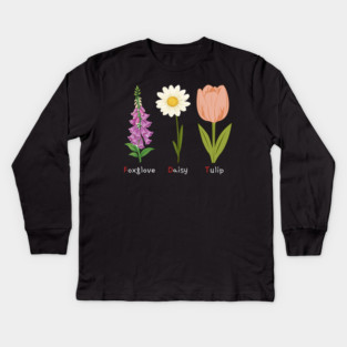 Foxglove Daisy Tulip Kids Long Sleeve T-Shirt