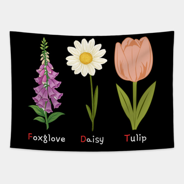 Foxglove Daisy Tulip Tapestry by Creatifly Graphic Tees