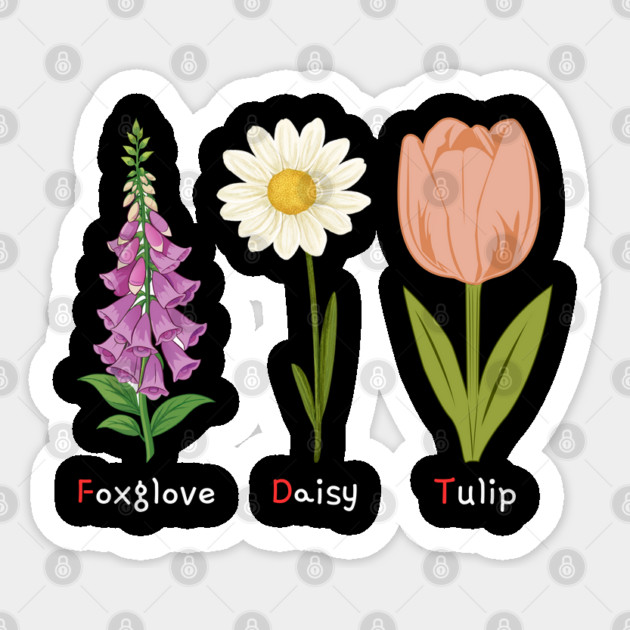 Foxglove Daisy Tulip Sticker by Creatifly Graphic Tees