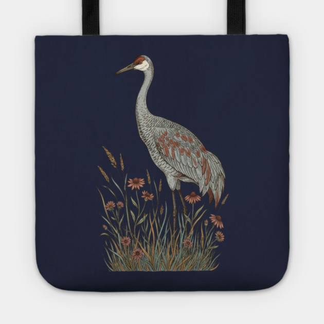 Vintage Sandhill Crane Nature Design Tote by BirdsnStuff