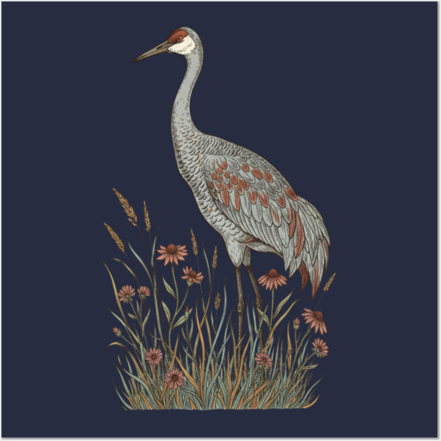 Vintage Sandhill Crane Nature Design Wall Art by BirdsnStuff