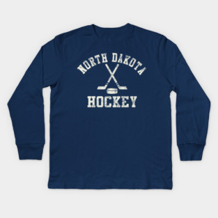 Vintage North Dakota Hockey Kids Long Sleeve T-Shirt