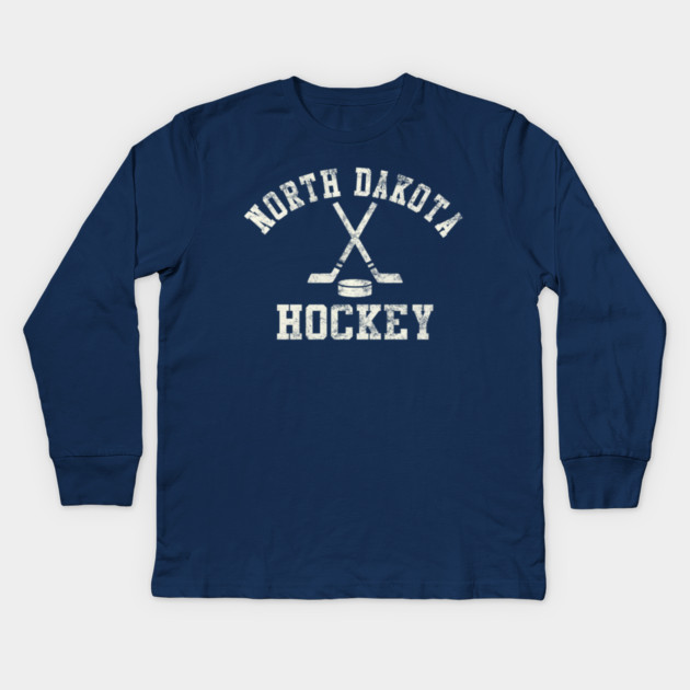 Vintage North Dakota Hockey Kids Long Sleeve T-Shirt by James Bates