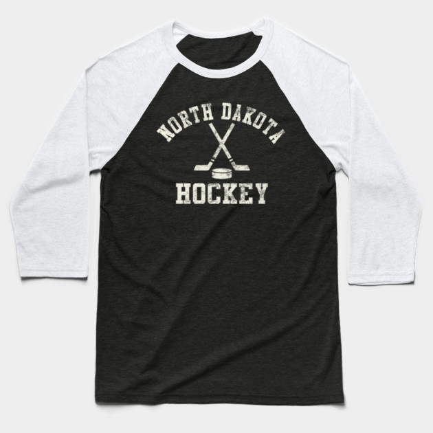 Vintage North Dakota Hockey Baseball T-Shirt by James Bates
