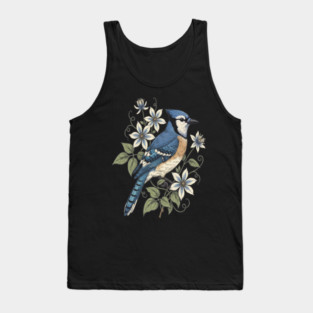 Vintage Blue Jay Floral Design Tank Top
