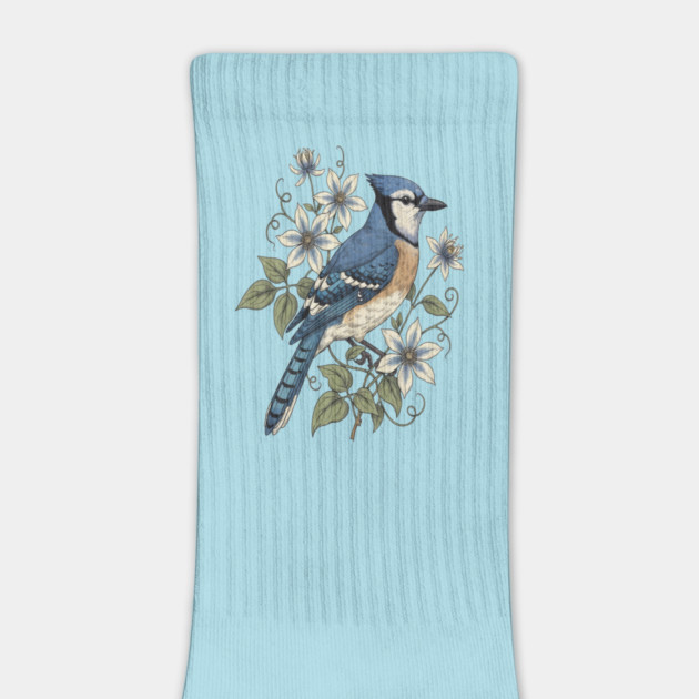 Vintage Blue Jay Floral Design by BirdsnStuff