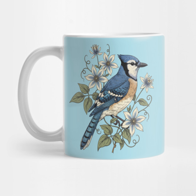 Vintage Blue Jay Floral Design by BirdsnStuff