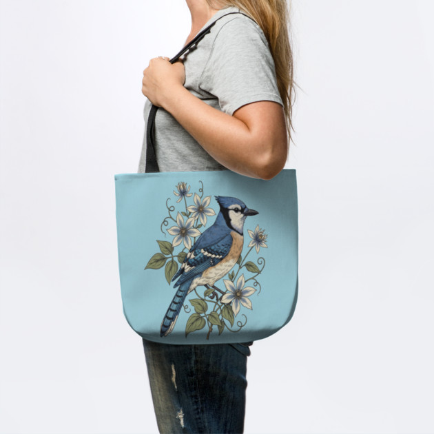 Vintage Blue Jay Floral Design by BirdsnStuff