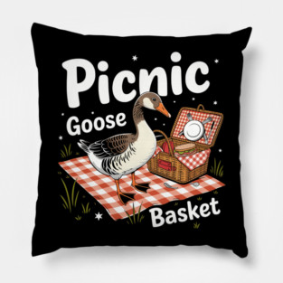 Picnic Goose Basket Summer Outdoors Pillow