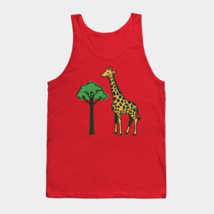 Giraffe and Tree Illustration – Minimal Safari Animal Art Tank Top