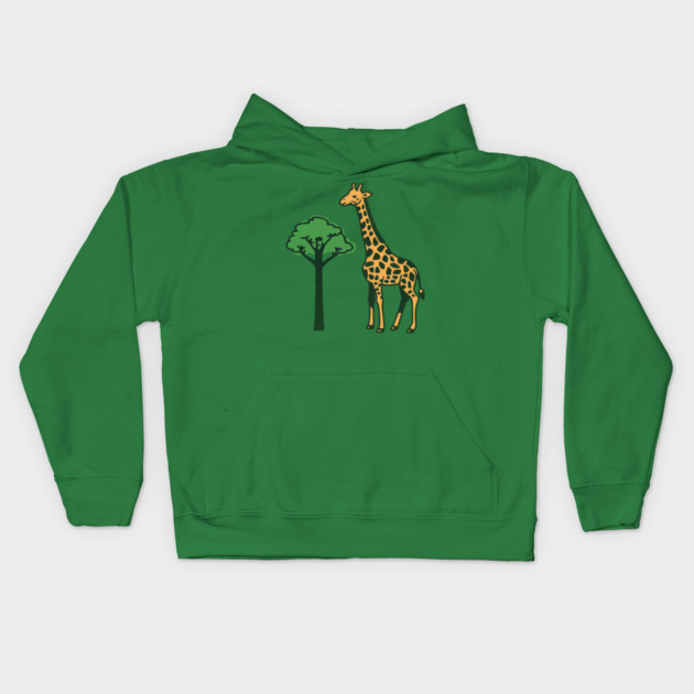 Giraffe and Tree Illustration – Minimal Safari Animal Art Kids Hoodie by DonWillisJrArt