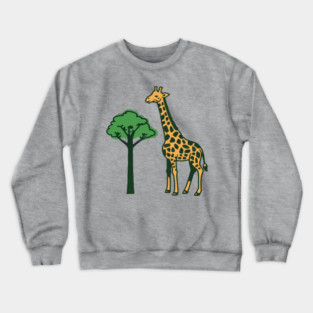 Giraffe and Tree Illustration – Minimal Safari Animal Art Crewneck Sweatshirt