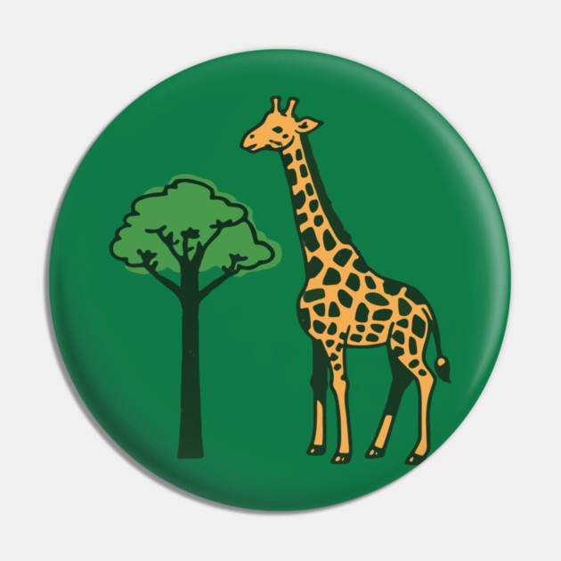 Giraffe and Tree Illustration – Minimal Safari Animal Art Pin by DonWillisJrArt