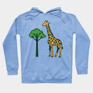 Giraffe and Tree Illustration – Minimal Safari Animal Art Hoodie