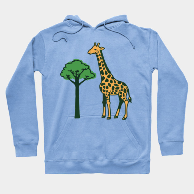 Giraffe and Tree Illustration – Minimal Safari Animal Art Hoodie by DonWillisJrArt